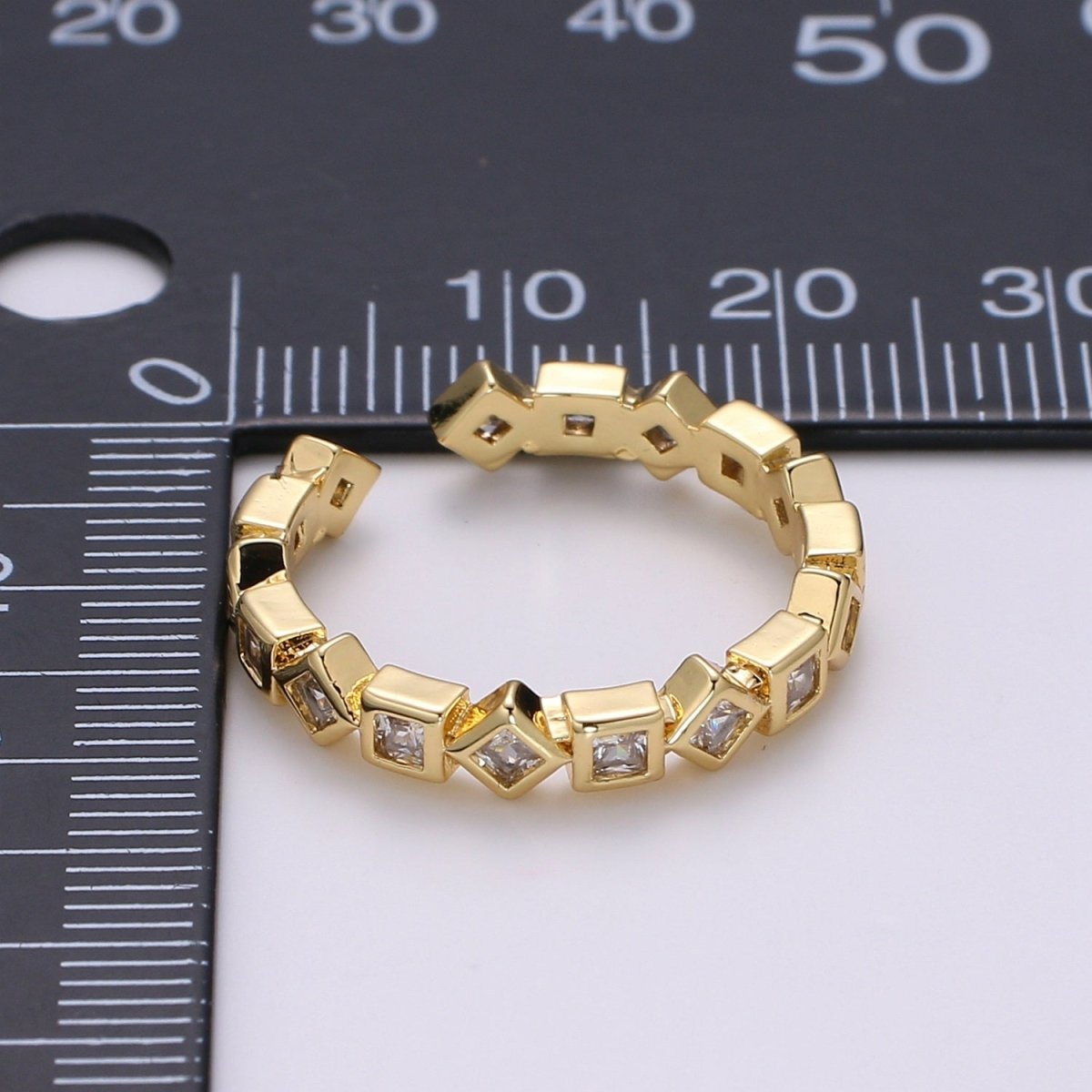 Stacking Ring, Shape Geometric Ring, Stackable Ring, Minimalist Ring, Pinky Ring, Dainty Gold Ring, Thin Cz Ring - DLUXCA