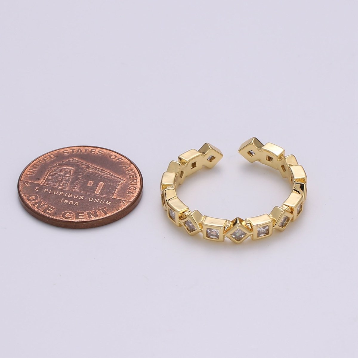 Stacking Ring, Shape Geometric Ring, Stackable Ring, Minimalist Ring, Pinky Ring, Dainty Gold Ring, Thin Cz Ring - DLUXCA