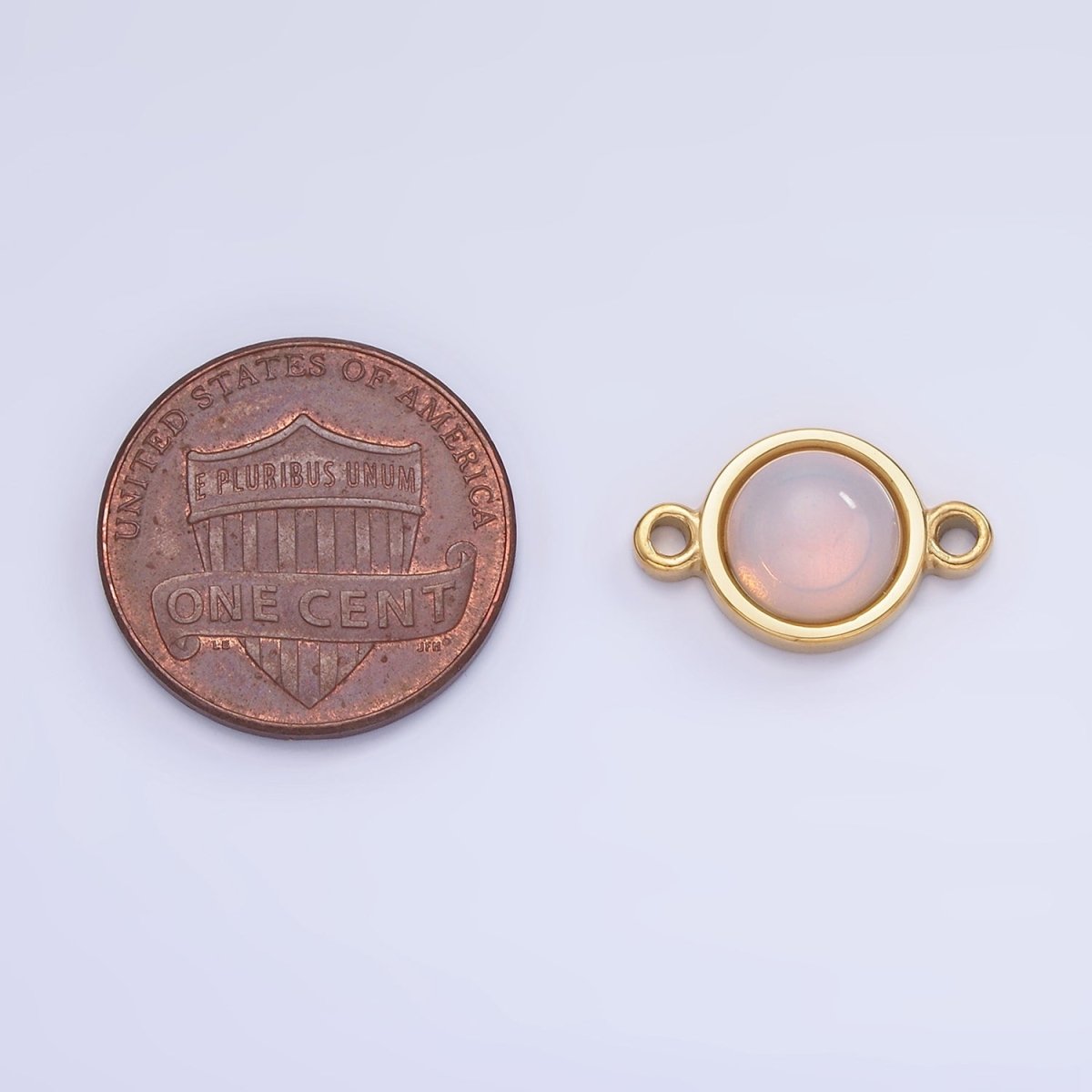 Stainless Steel 10mm Cat's Eye, White Agate, Chalcedony Bezel Round Connector | G361 G363 - DLUXCA