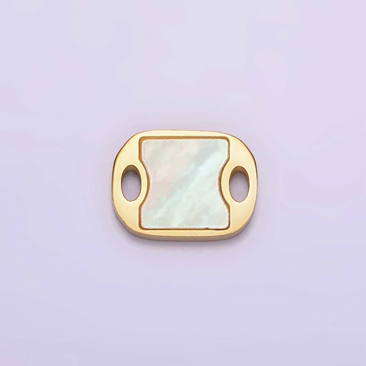 Stainless Steel 10mm Shell Pearl Geometric Double Oval Open Connector | P1252 - DLUXCA