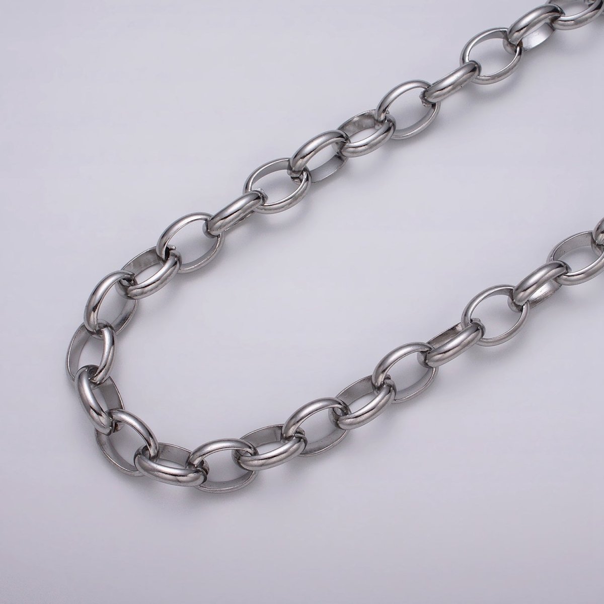 Stainless Steel 11mm Rolo Wide Cable Link Unfinished Yard Chain in Gold & Silver | ROLL-1271 ROLL-1272 Clearance Pricing - DLUXCA