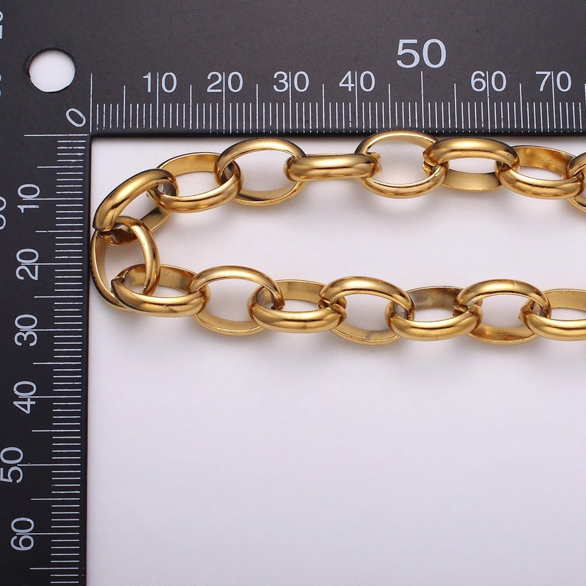 Stainless Steel 11mm Rolo Wide Cable Link Unfinished Yard Chain in Gold & Silver | ROLL-1271 ROLL-1272 Clearance Pricing - DLUXCA