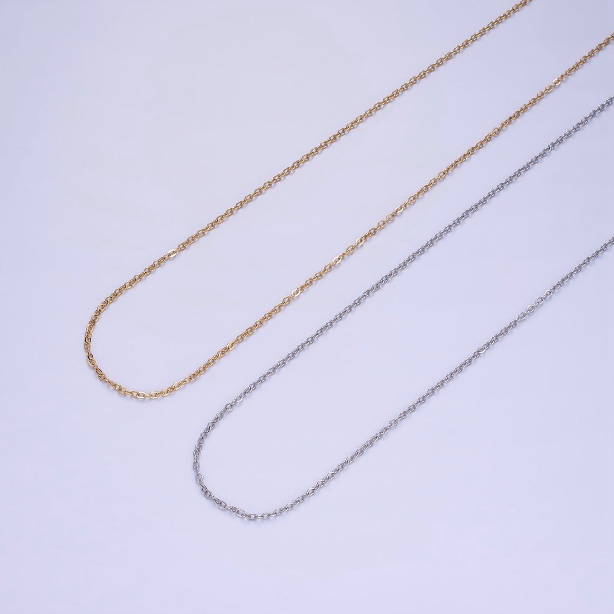 Stainless Steel 1.2mm Cable Chain 18 Inch Necklace w. Extender in Gold & Silver | WA-2476 WA-2477 - DLUXCA