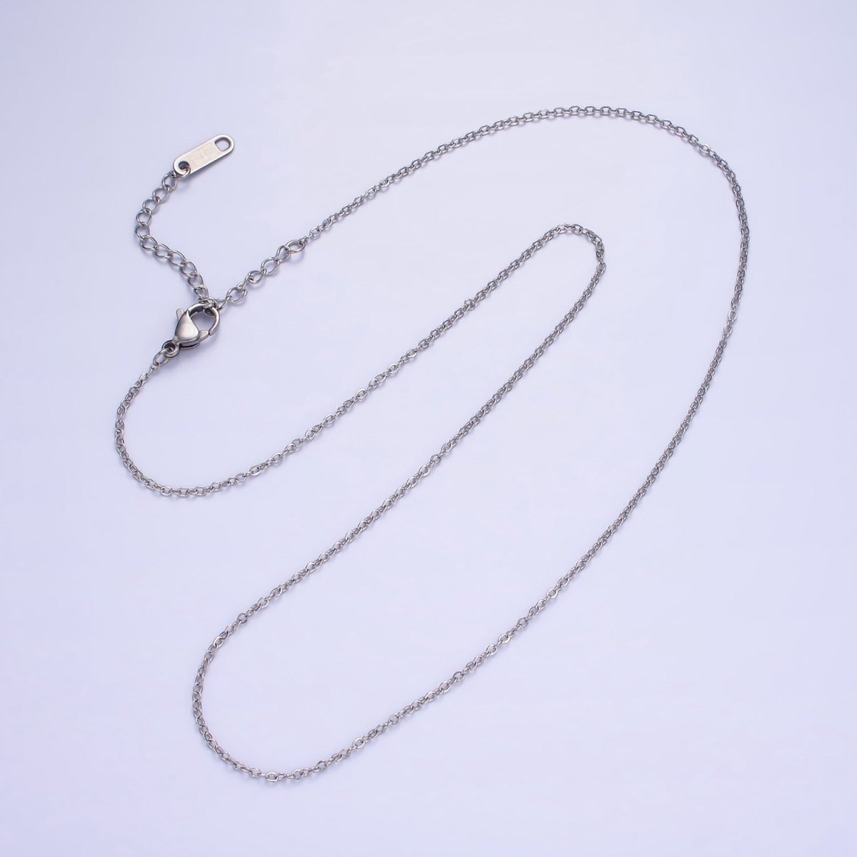 Stainless Steel 1.2mm Cable Chain 18 Inch Necklace w. Extender in Gold & Silver | WA-2476 WA-2477 - DLUXCA