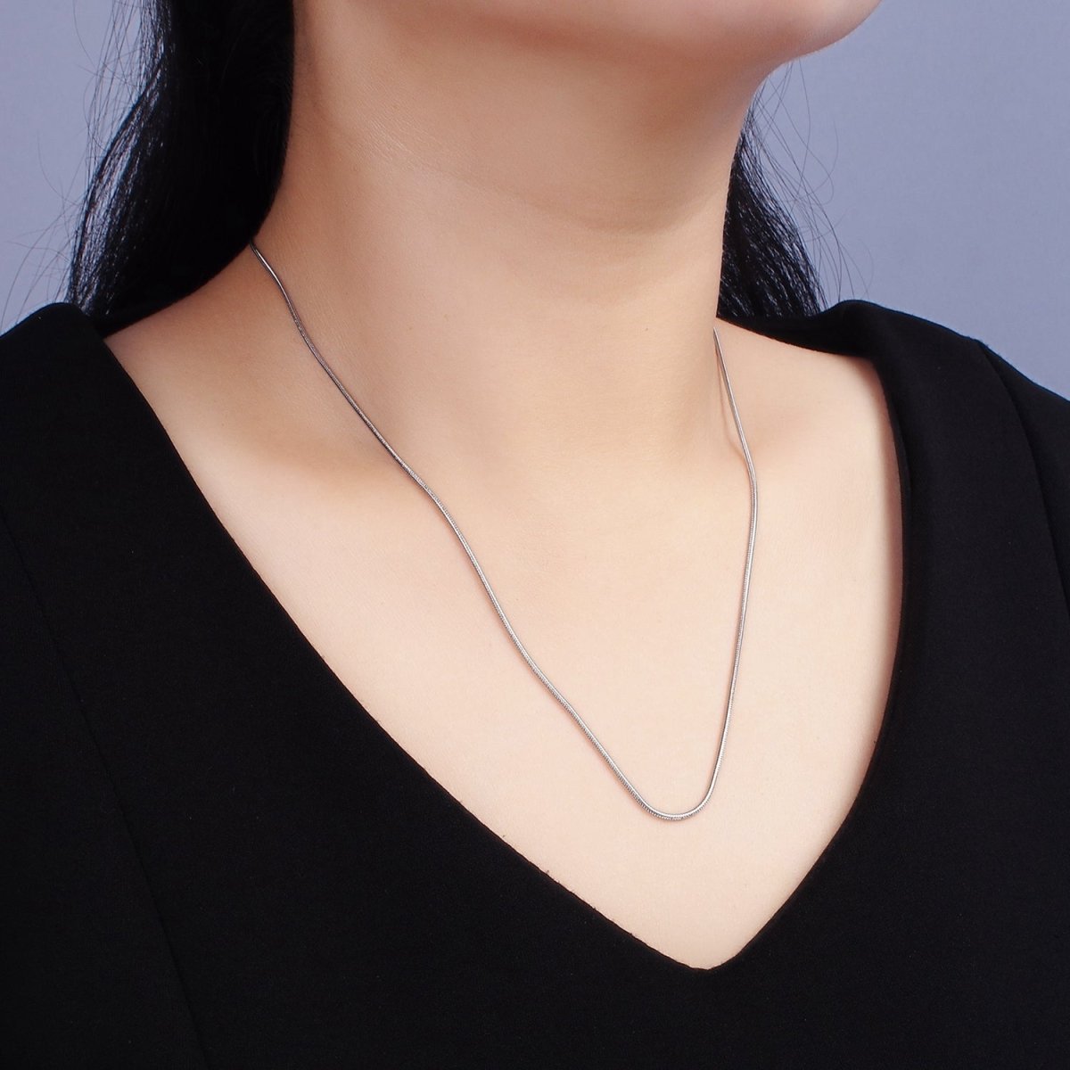 Stainless Steel 1.2mm Dainty Snake Herringbone 18 Inch, 20 Inch Layering Chain Necklace | WA-2261 WA-2262 Clearance Pricing - DLUXCA