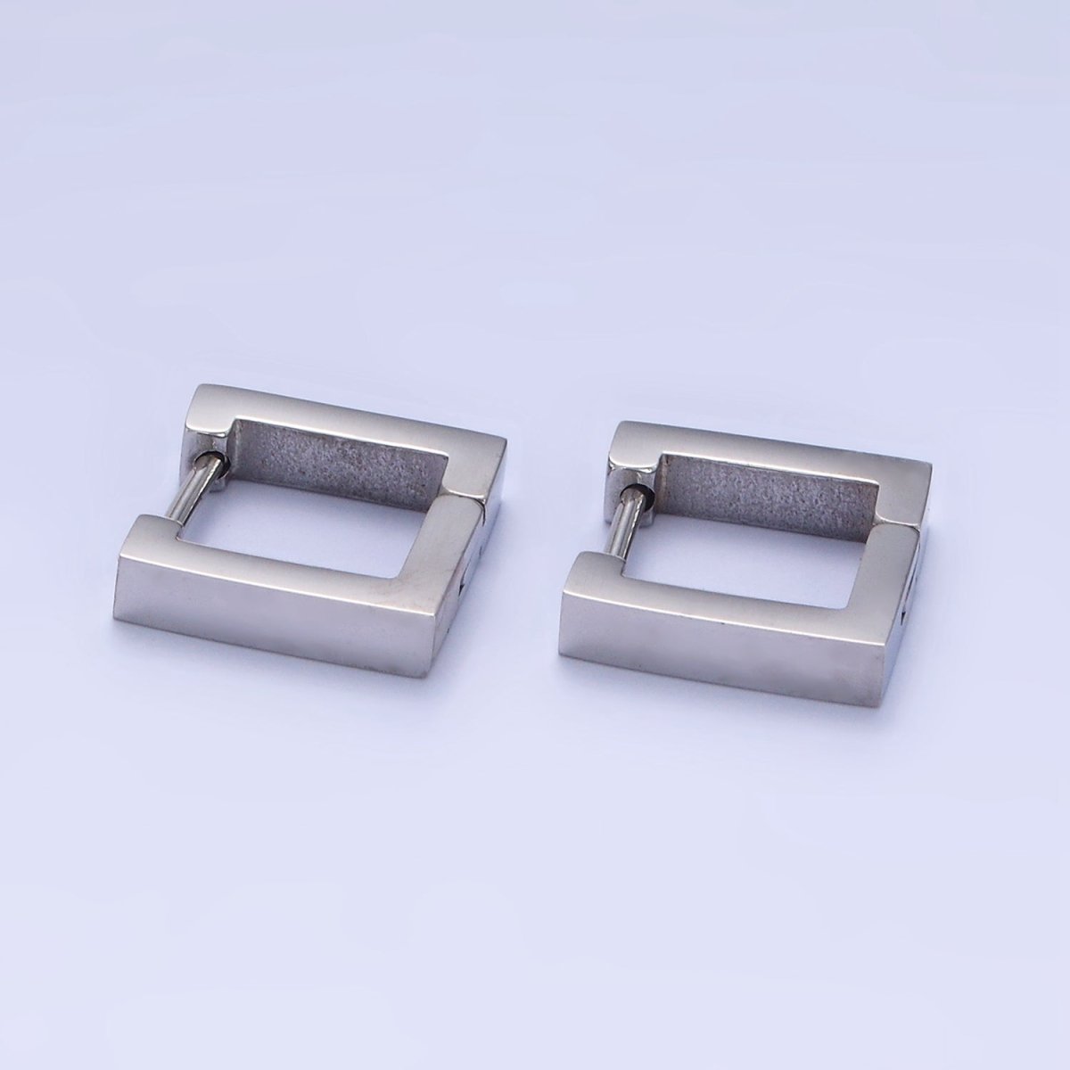 Stainless Steel 12mm Square Minimalist Huggie Earrings in Gold & Silver | AB1392 AB1393 - DLUXCA