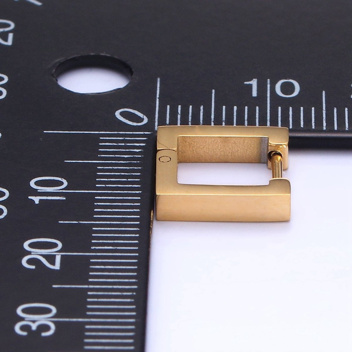 Stainless Steel 12mm Square Minimalist Huggie Earrings in Gold & Silver | AB1392 AB1393 - DLUXCA