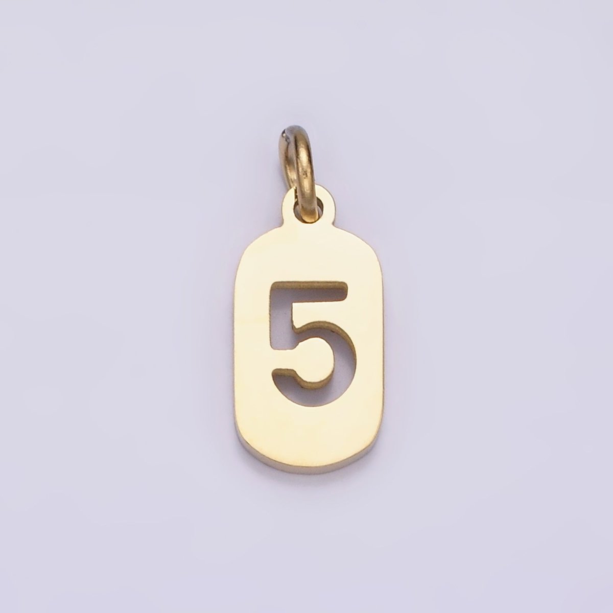 Stainless Steel 13.5mm Number 0-9 Open Script Mini Tag Add-On Gold Charm P-591~P-600 - DLUXCA
