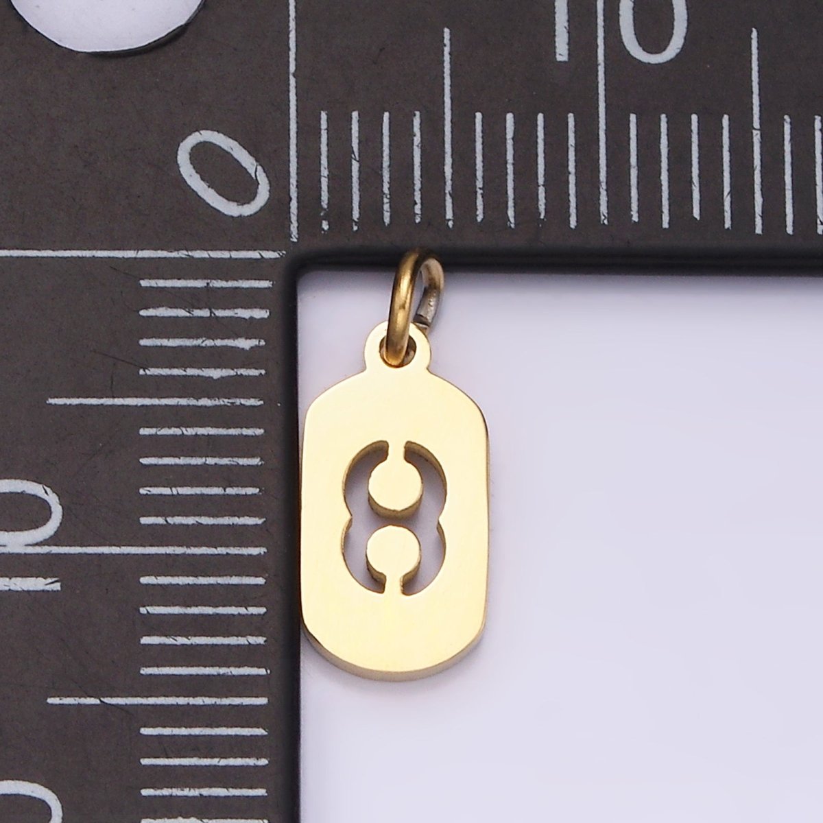 Stainless Steel 13.5mm Number 0-9 Open Script Mini Tag Add-On Gold Charm P-591~P-600 - DLUXCA