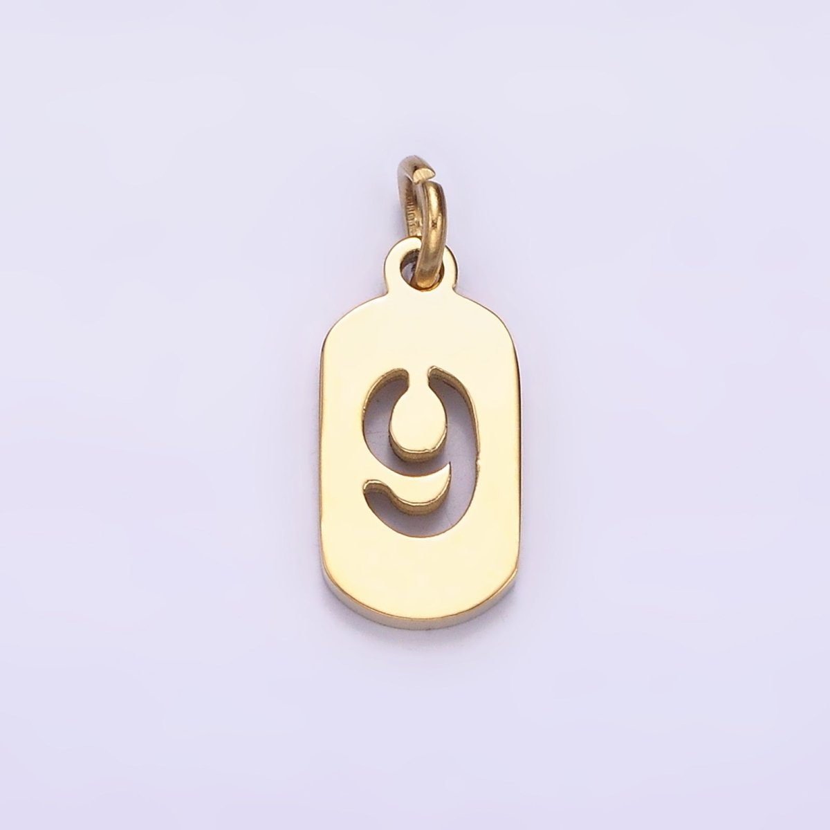 Stainless Steel 13.5mm Number 0-9 Open Script Mini Tag Add-On Gold Charm P-591~P-600 - DLUXCA