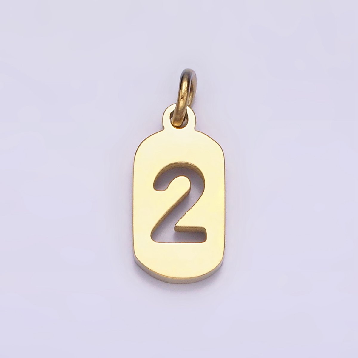 Stainless Steel 13.5mm Number 0-9 Open Script Mini Tag Add-On Gold Charm P-591~P-600 - DLUXCA