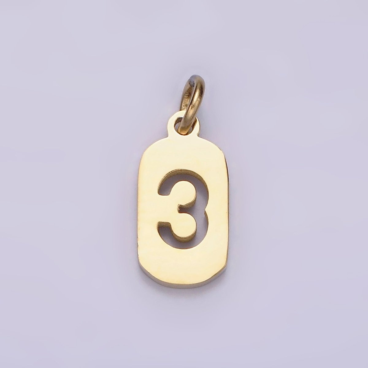 Stainless Steel 13.5mm Number 0-9 Open Script Mini Tag Add-On Gold Charm P-591~P-600 - DLUXCA