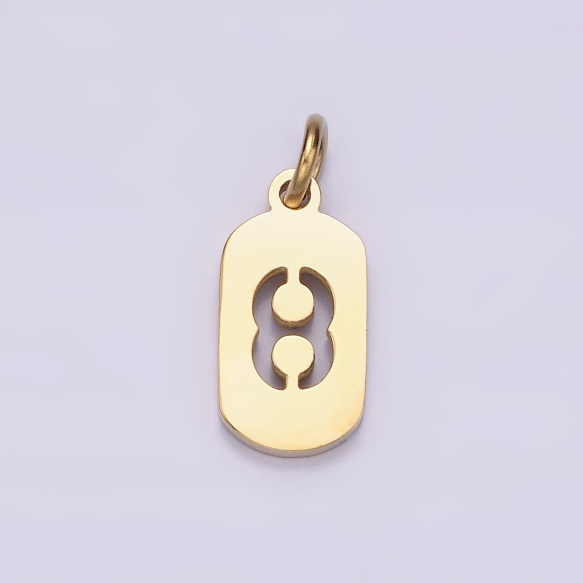 Stainless Steel 13.5mm Number 0-9 Open Script Mini Tag Add-On Gold Charm P-591~P-600 - DLUXCA