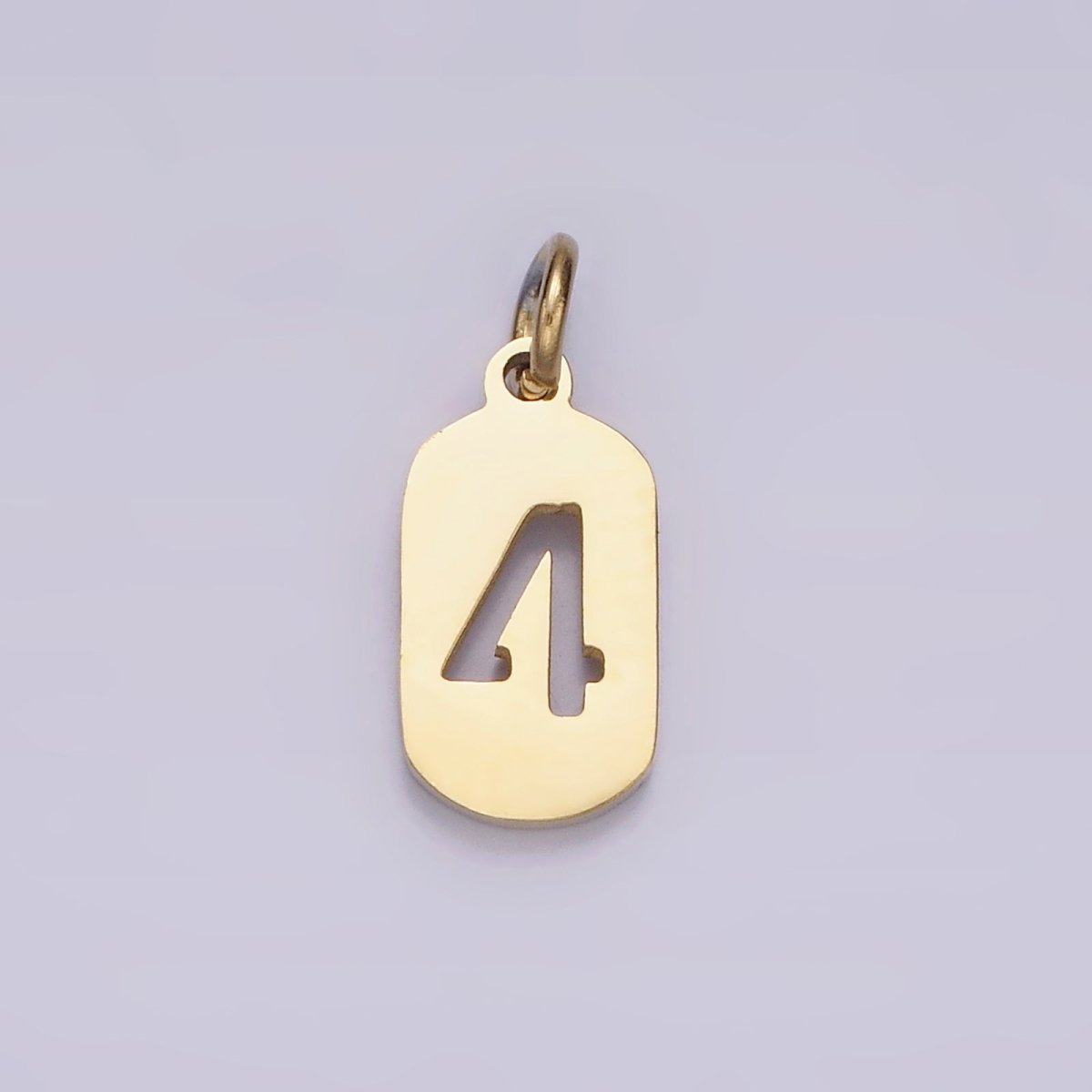 Stainless Steel 13.5mm Number 0-9 Open Script Mini Tag Add-On Gold Charm P-591~P-600 - DLUXCA