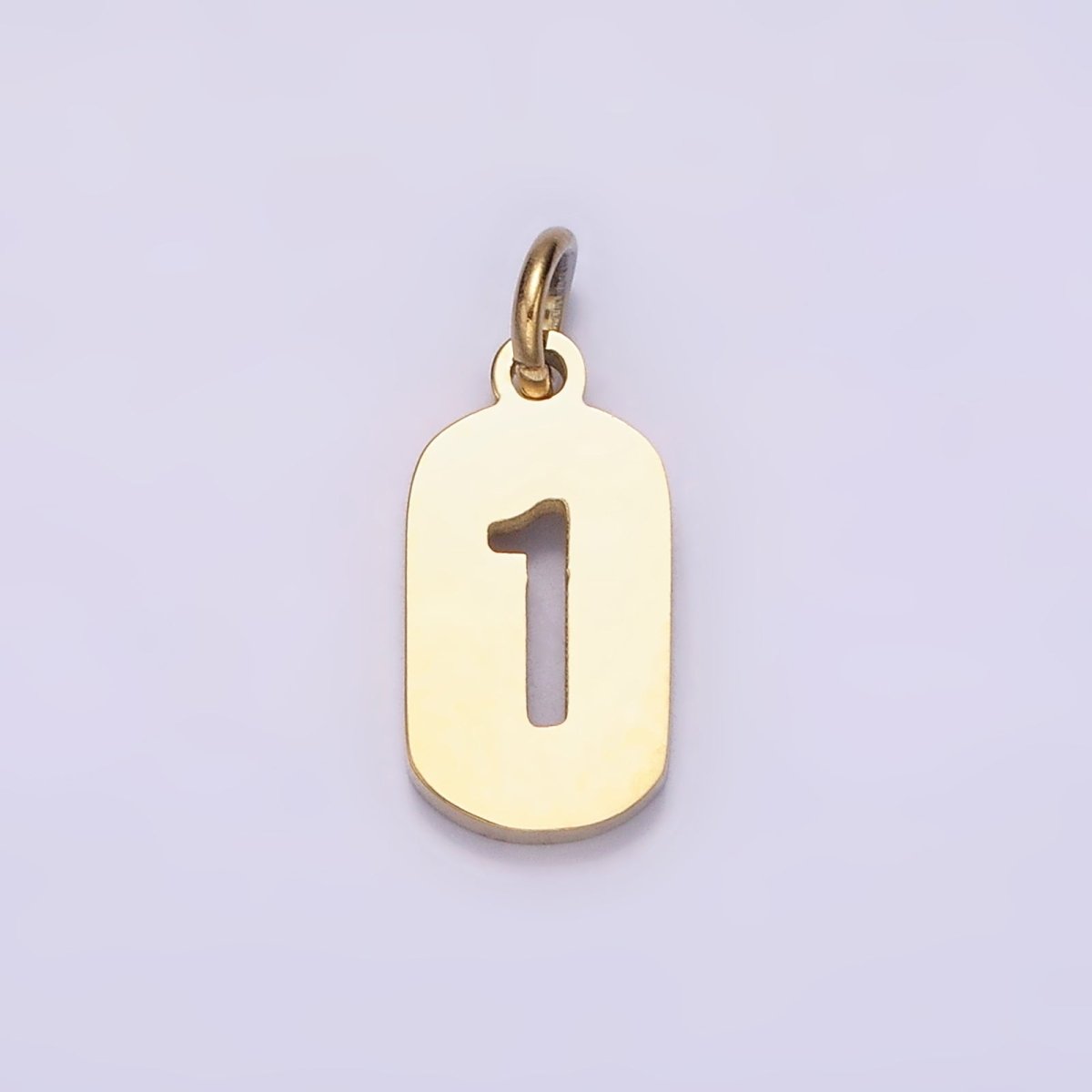 Stainless Steel 13.5mm Number 0-9 Open Script Mini Tag Add-On Gold Charm P-591~P-600 - DLUXCA