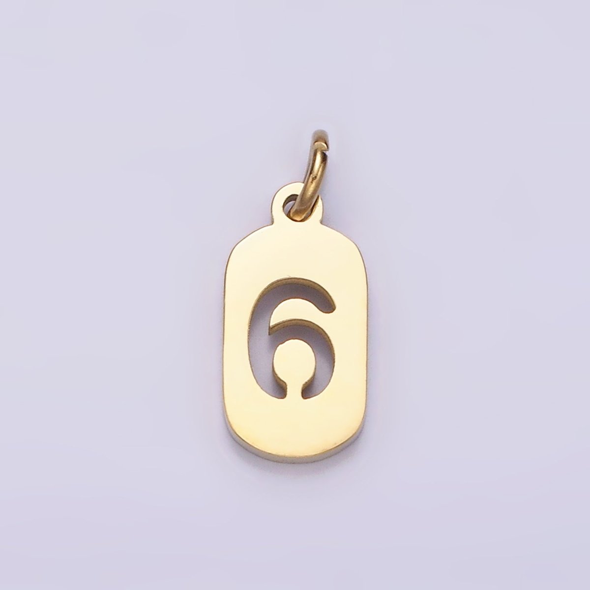 Stainless Steel 13.5mm Number 0-9 Open Script Mini Tag Add-On Gold Charm P-591~P-600 - DLUXCA