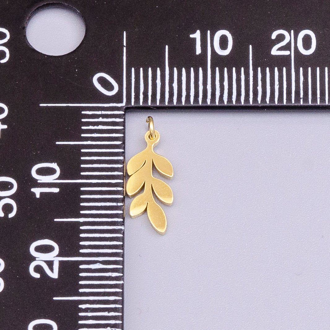 Stainless Steel 13mm Olive Foliage Leaf Nature Charm in Gold & Silver | P-916 - DLUXCA