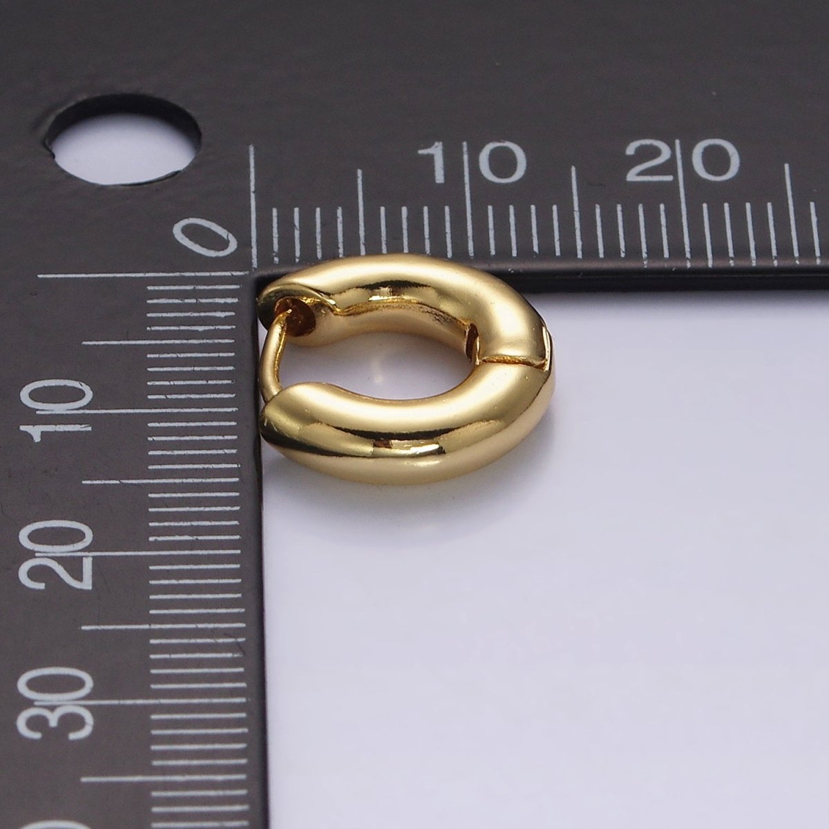 Stainless Steel 14mm Gold Chubby Minimalist Huggie Earrings | AD1405 - DLUXCA