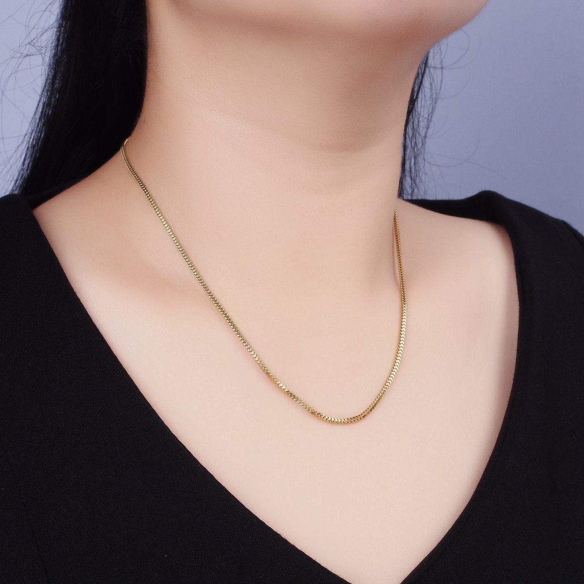 Stainless Steel 1.5mm Dainty Cocoon Snake Wheat Chain 18 Inch Layering Necklace | WA-2020 Clearance Pricing - DLUXCA
