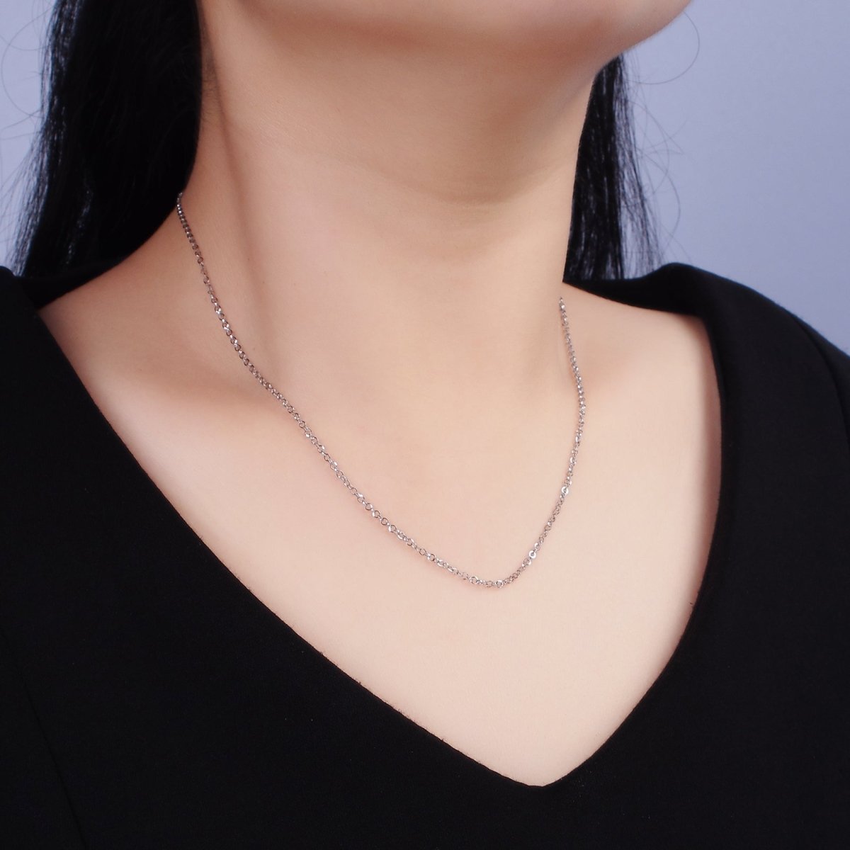 Stainless Steel 1.5mm Rolo 18 Inch Minimalist Layering Chain Necklace | WA-2109 Clearance Pricing - DLUXCA