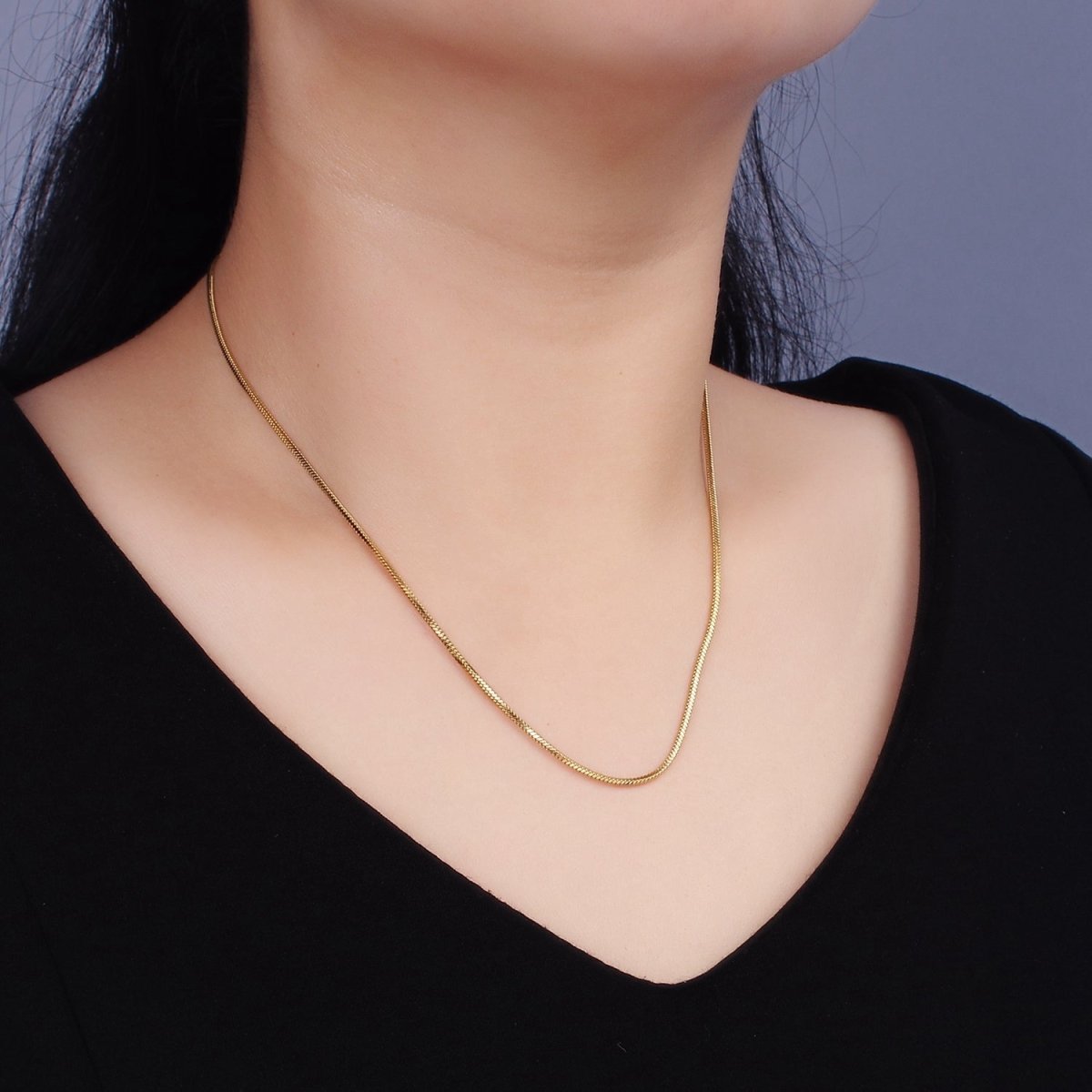 Stainless Steel 1.5mm Snake 18 Inch, 20 Inch Gold Layering Chain Necklace | WA-2310 WA-2311 Clearance Pricing - DLUXCA