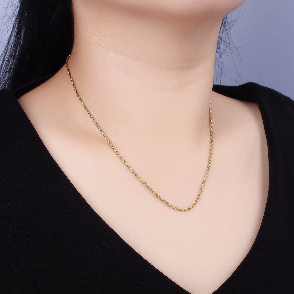 Stainless Steel 1.5mm Twisted Rope 18 Inch Layering Chain Necklace | WA-1999 Clearance Pricing - DLUXCA
