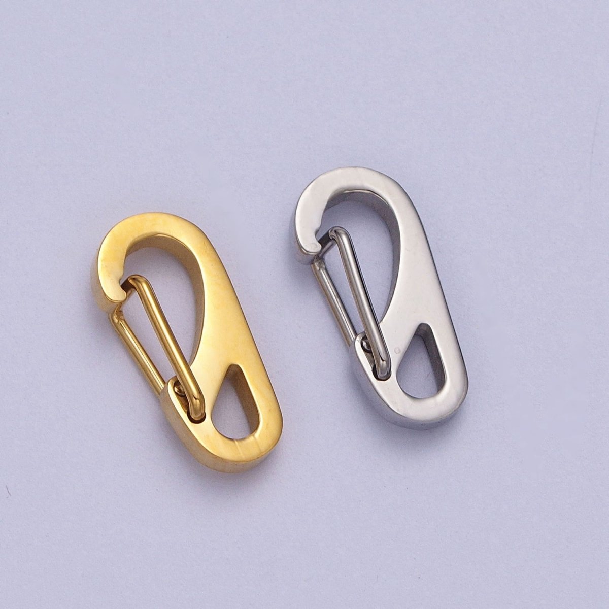 Stainless Steel 16mm, 22mm, 26mm, 30mm Snap Hook Carabiner Clip Jewelry Supply for wrap cord bracelet in Gold & Silver | Z-013 - Z-020 - DLUXCA