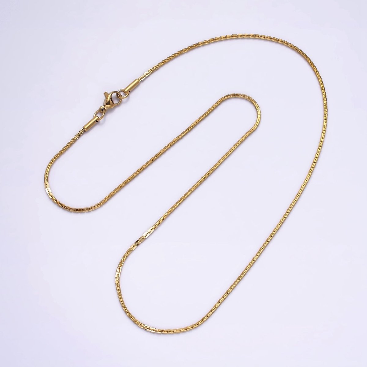 Stainless Steel 1.6mm Dainty Designed Square Link 18 Inch Layering Chain Necklace | WA-2003 Clearance Pricing - DLUXCA