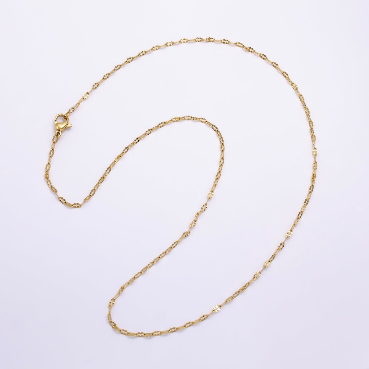 Stainless Steel 1.7mm Edged Cable Chain 17 Inch Necklace | WA-2468 - DLUXCA