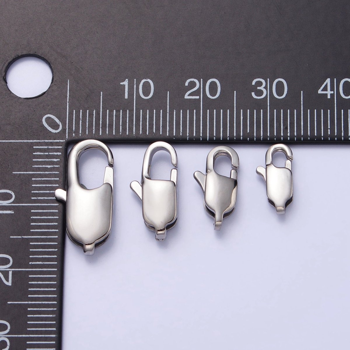 Stainless Steel 18mm, 15mm, 13mm, 11mm Lobster Clasps Silver Jewelry-Making Closure Supply | Z314 - Z317 - DLUXCA