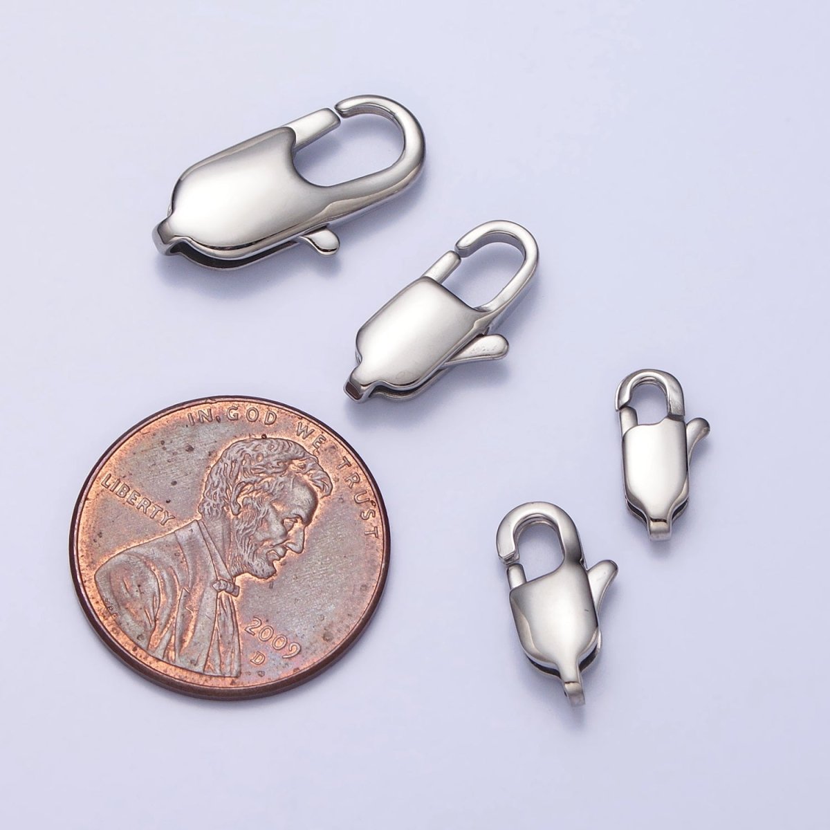 Stainless Steel 18mm, 15mm, 13mm, 11mm Lobster Clasps Silver Jewelry-Making Closure Supply | Z314 - Z317 - DLUXCA