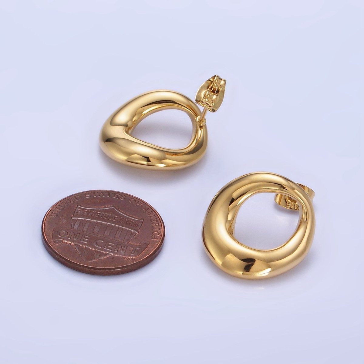 Stainless Steel 18mm Open Circular Band Stud Earrings in Gold & Silver | AB1368 AB1369 - DLUXCA