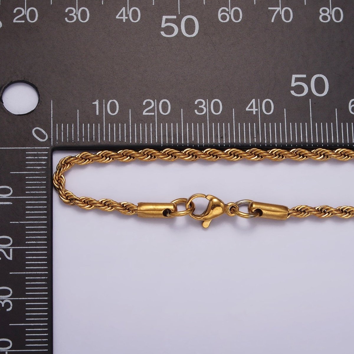 Stainless Steel 1.8mm Rope Chain 18 Inches Necklace in Gold & Silver | WA-2338 WA-2339 - DLUXCA