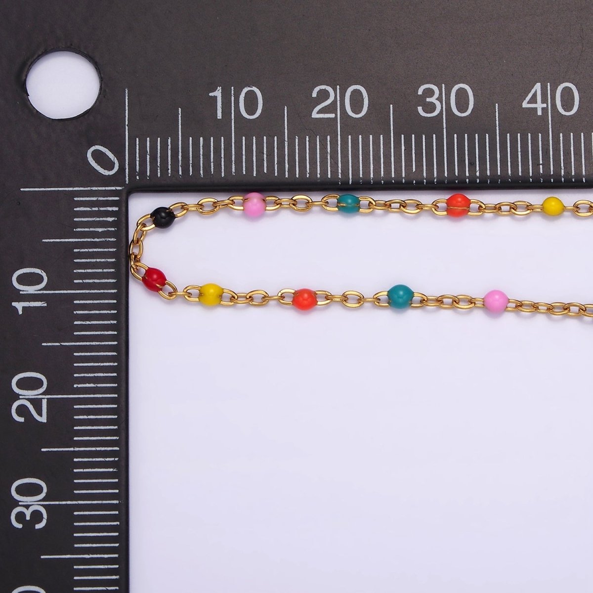 Stainless Steel 1.8mm Satellite Enamel Bead Cable Unfinished Chain For Jewelry Making in Gold & Silver | ROLL-1427 ROLL-1428 Clearance Pricing - DLUXCA