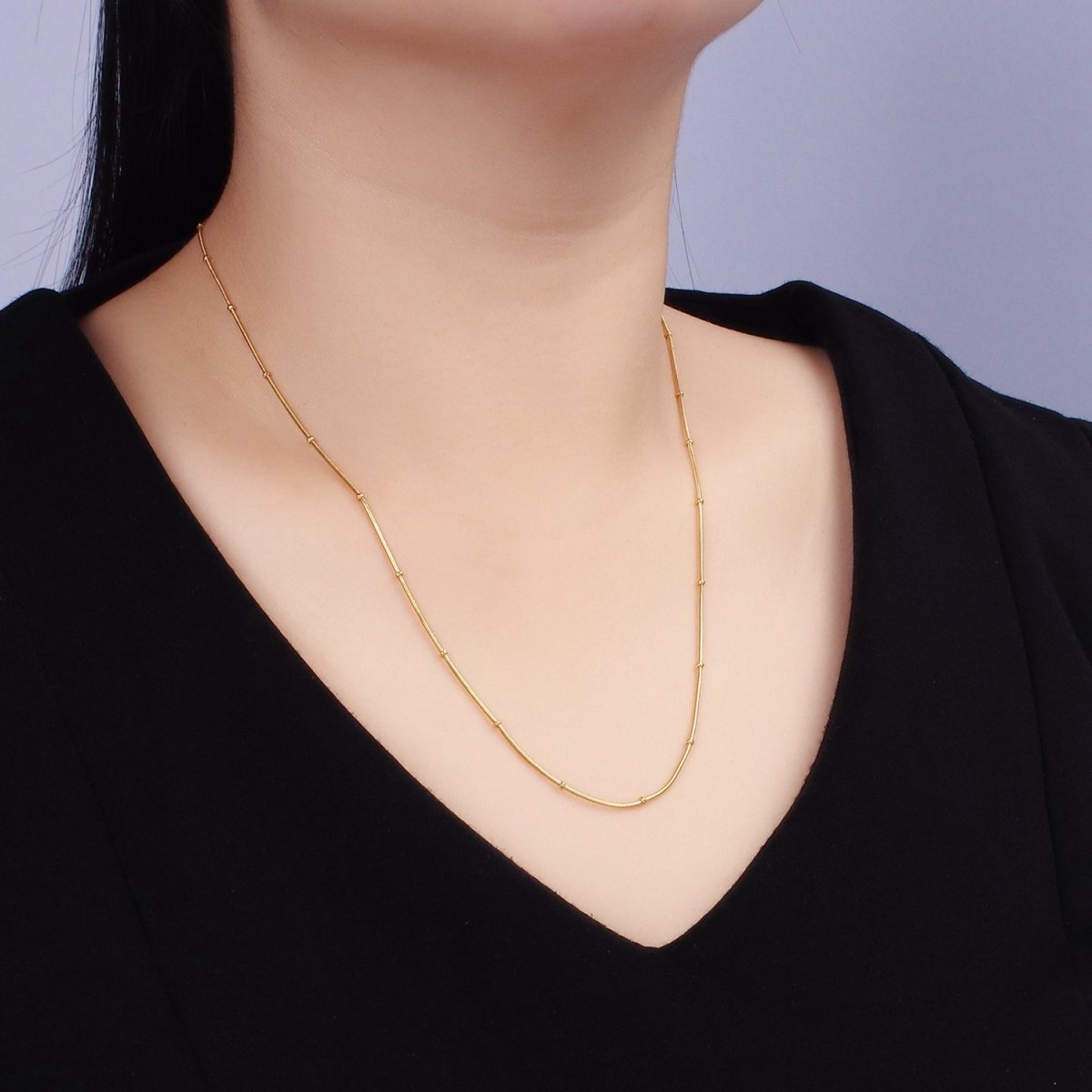 Stainless Steel 1.8mm Satellite Snake Chain 18 Inch Necklace w. Extender in Gold & Silver | WA-3484 WA-2485 - DLUXCA