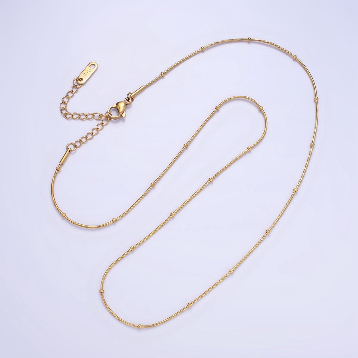 Stainless Steel 1.8mm Satellite Snake Chain 18 Inch Necklace w. Extender in Gold & Silver | WA-3484 WA-2485 - DLUXCA