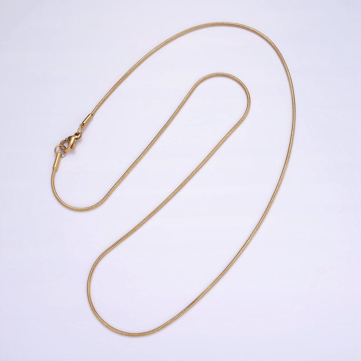 Stainless Steel 1mm Dainty Cocoon Snake 20 Inch Layering Chain Necklace | WA-2303 Clearance Pricing - DLUXCA