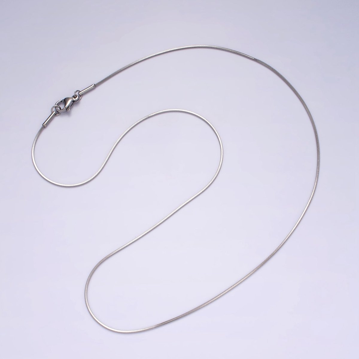 Stainless Steel 1mm Dainty Flat Snake 18 Inch Layering Chain Necklace | WA-2265 Clearance Pricing - DLUXCA