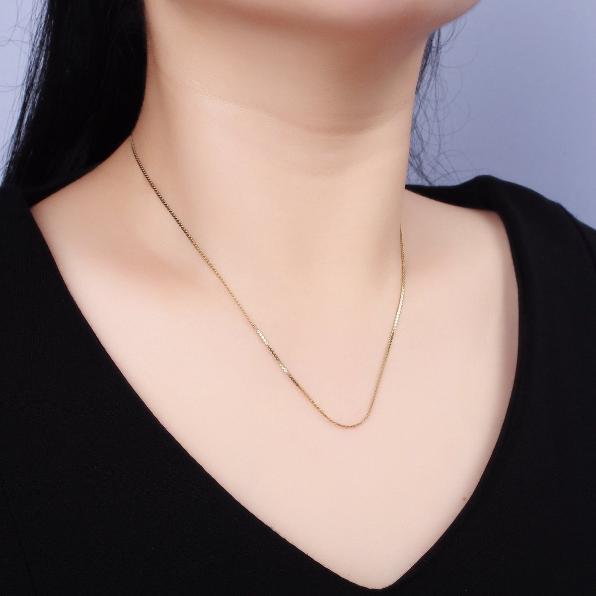 Stainless Steel 1mm Dainty Nugget Serpentine Tinsel 18 Inch Layering Chain Necklace | WA-2022 Clearance Pricing - DLUXCA