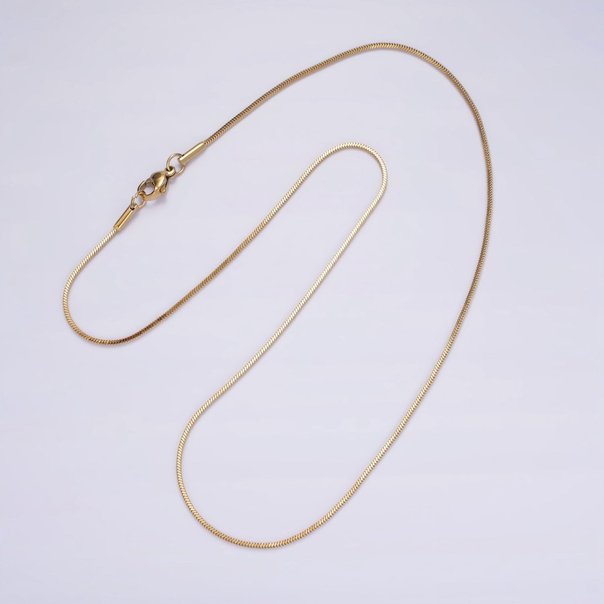 Stainless Steel 1mm Dainty Snake Cocoon 18 Inch Layering Gold Chain Necklace | WA-2308 WA-2309 Clearance Pricing - DLUXCA