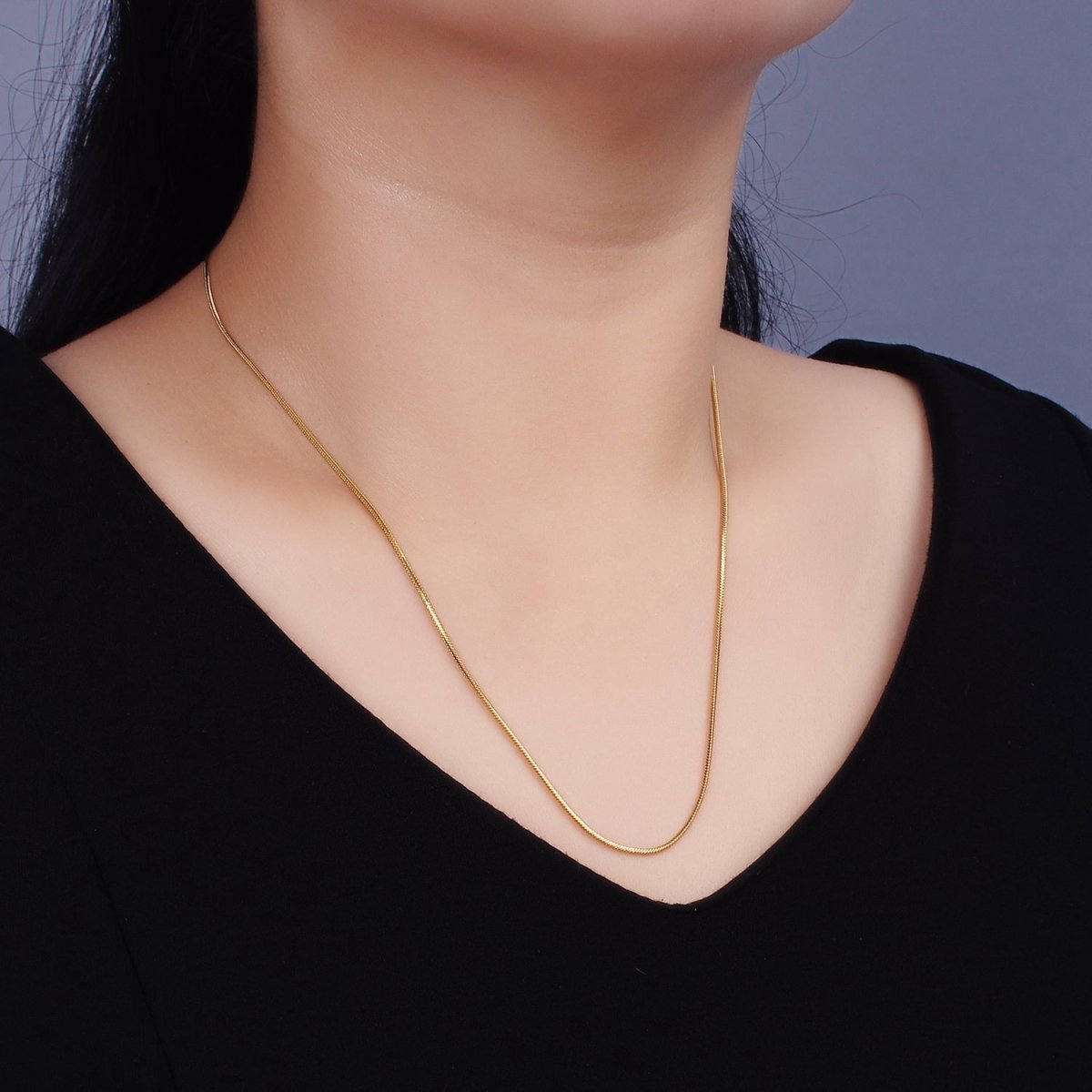 Stainless Steel 1mm Dainty Snake Cocoon 18 Inch Layering Gold Chain Necklace | WA-2308 WA-2309 Clearance Pricing - DLUXCA