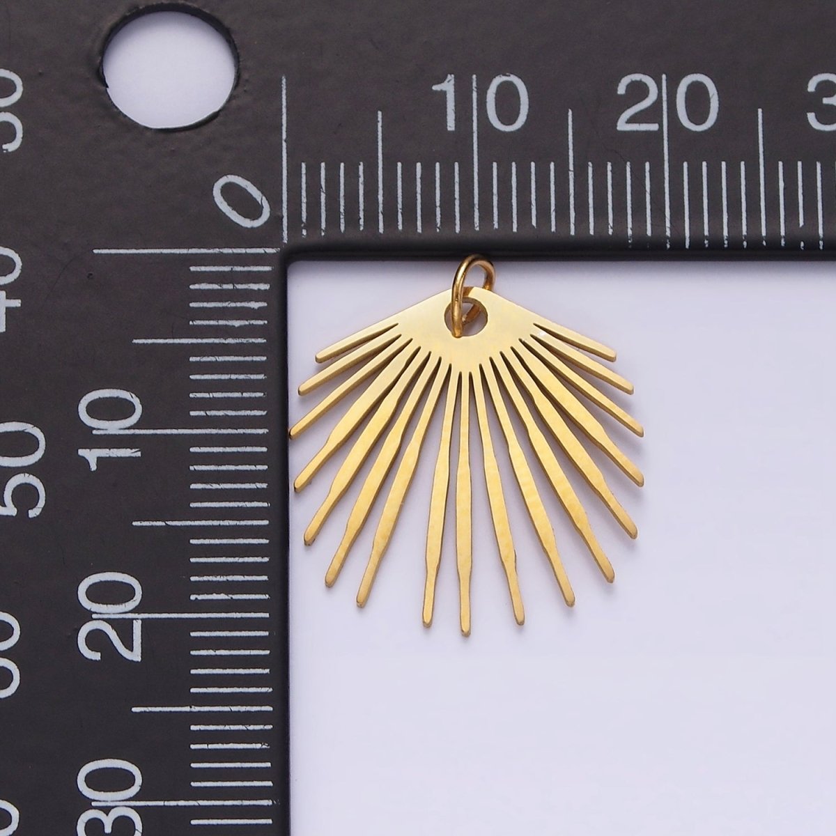 Stainless Steel 20mm Celestial Ray Bar Lined Geometric Minimalist Charm | P1349 - DLUXCA