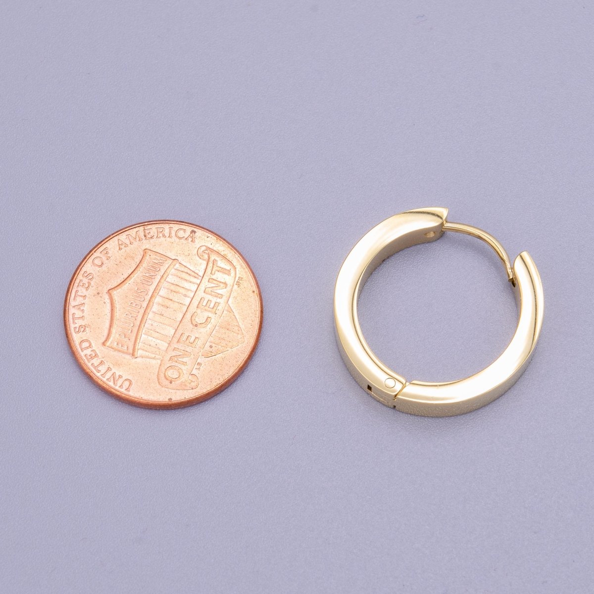 Stainless Steel 20mm Gold Flat Huggie Endless Hoop Earrings | AD1407 - DLUXCA