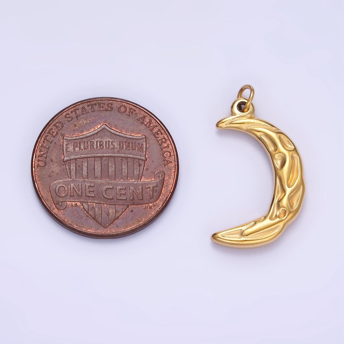 Stainless Steel 20mm Hammered Crescent Moon Minimalist Charm | P967 - DLUXCA