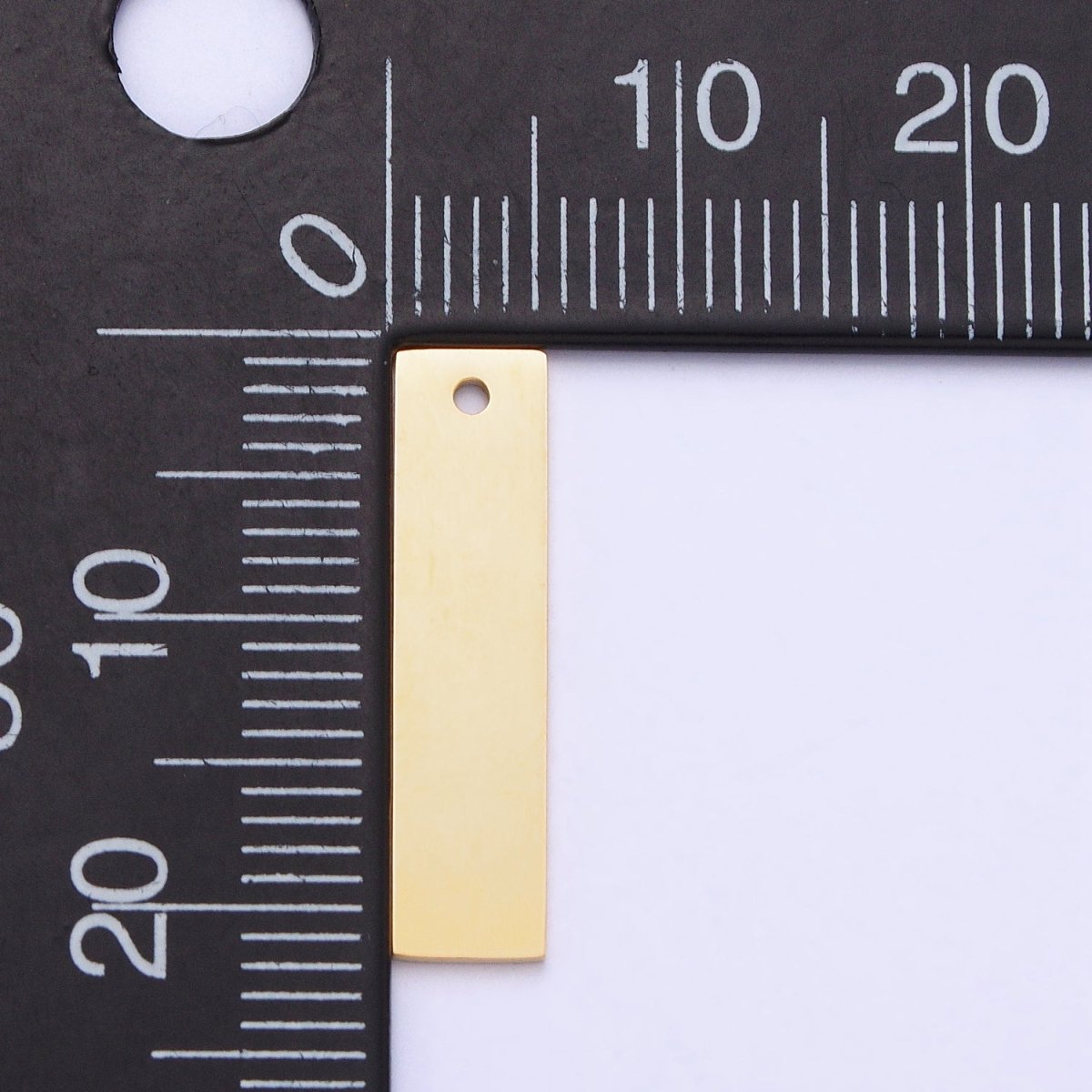 Stainless Steel 21.5mm Rectangular Bar Tag Charmin Gold & Silver | P-910 - DLUXCA