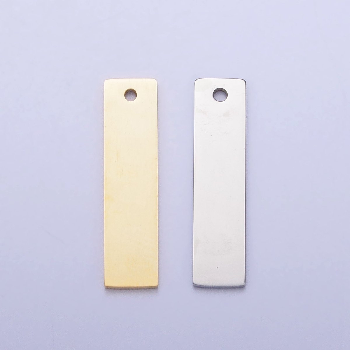 Stainless Steel 21.5mm Rectangular Bar Tag Charmin Gold & Silver | P-910 - DLUXCA