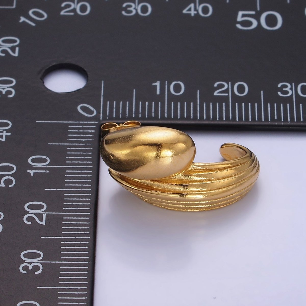 Stainless Steel 24mm Double Molten Lined C-Shaped Earrings in Gold & Silver | P028 P029 - DLUXCA