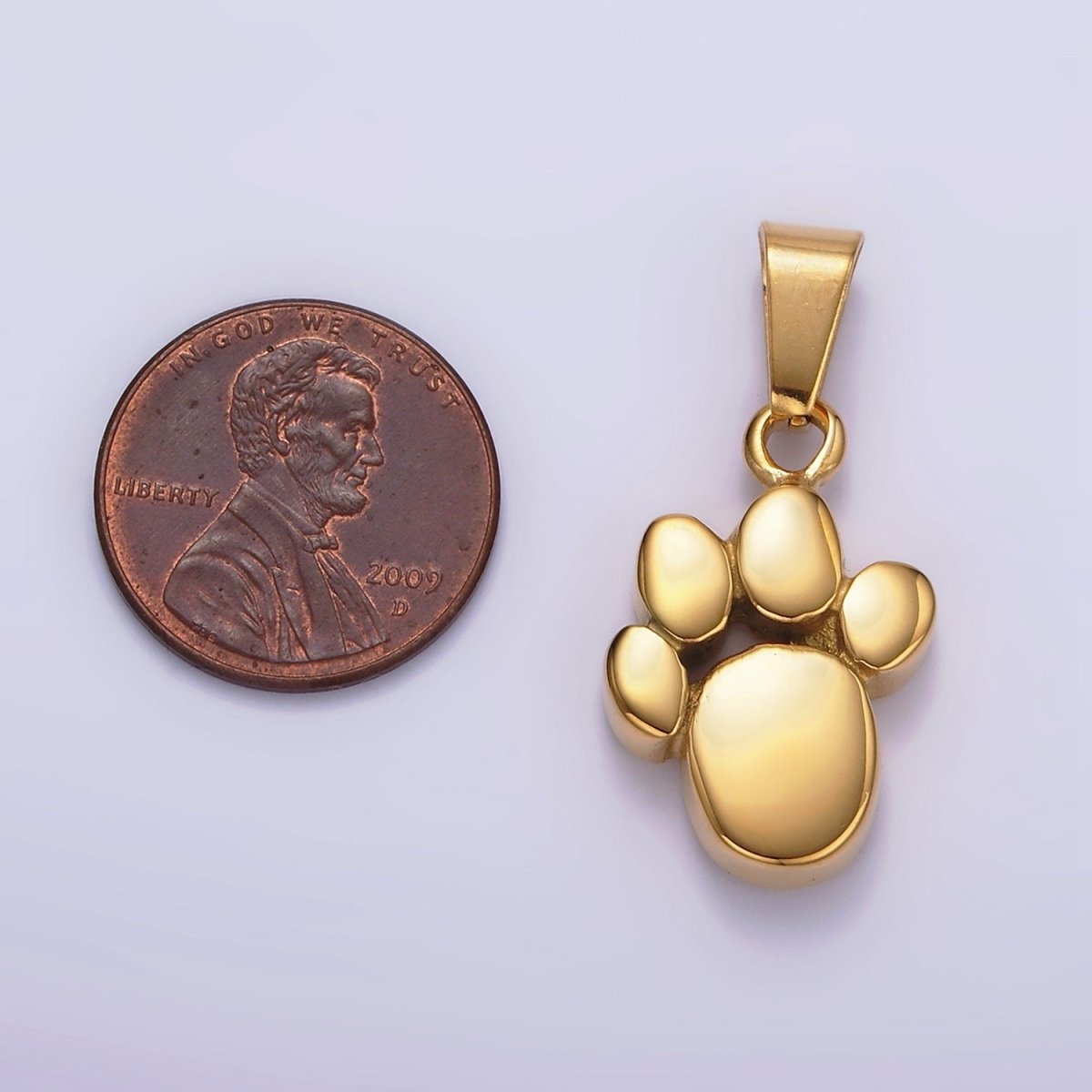 Stainless Steel 24mm Pawprint Animal Pet Pendant in Gold & Silver | P-785 P-786 - DLUXCA