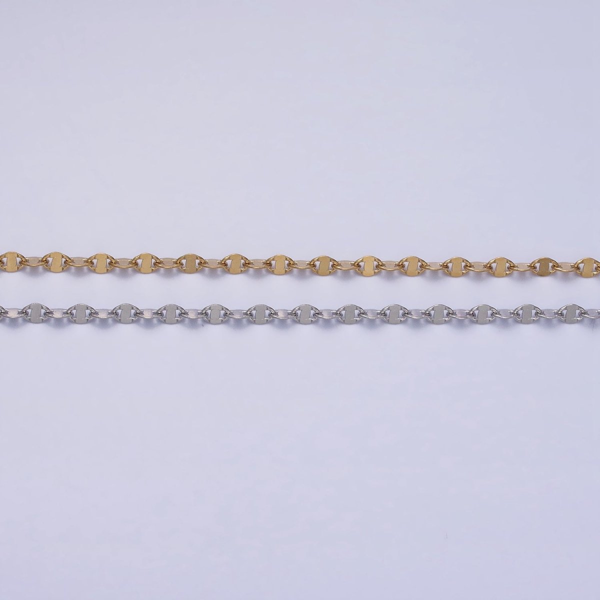 Stainless Steel 2.5mm Anchor Mariner Unfinished Chain by Yard in Gold & Silver | ROLL-1352 ROLL-1353 Clearance Pricing - DLUXCA