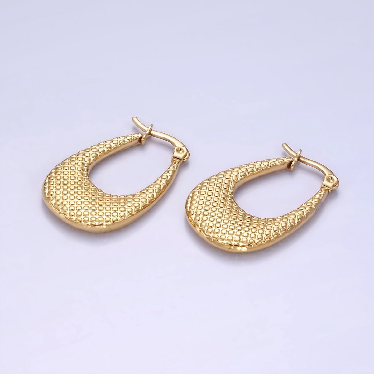 Stainless Steel 25mm Dotted U-Shaped Latch Hoop | AE438 - DLUXCA